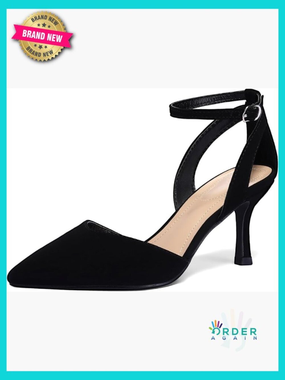 Women's Pointed Toe Kitten Heels Pumps Dress Sandals Ankle Strap Low Heel